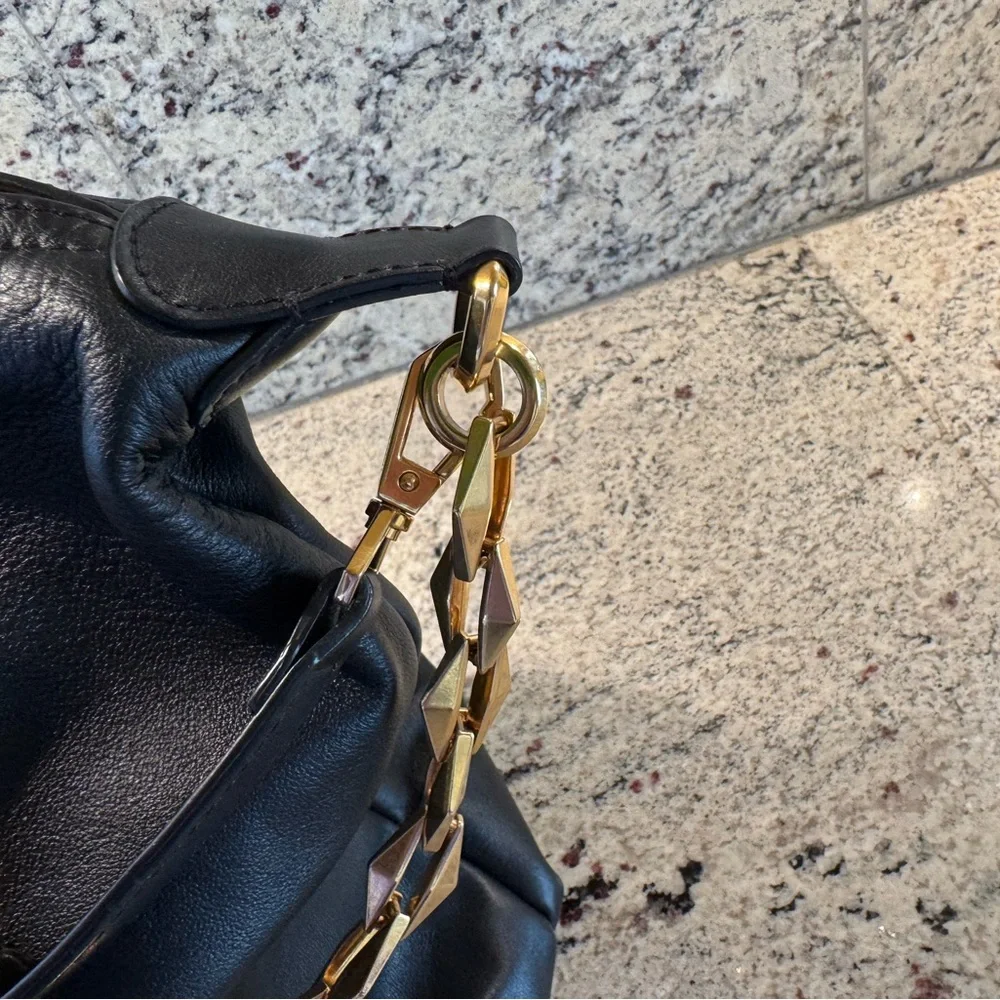 Jimmy Choo Black Hobo Bag with Gold Chain